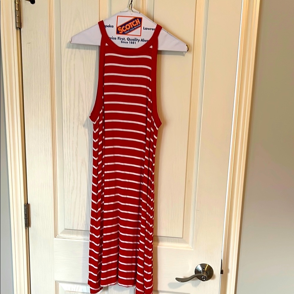 Red and White Striped Halter Dress
